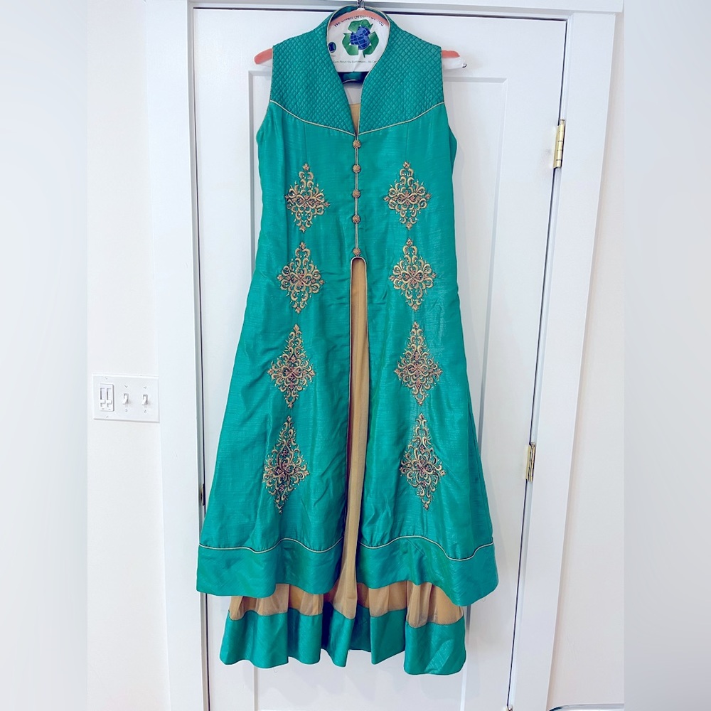 Gold and Turquoise Anarkali